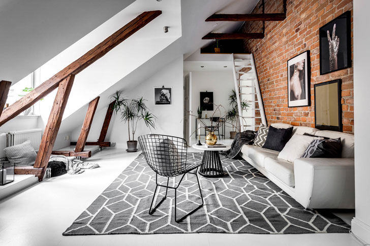 Cool Attic Apartment In Stockholm 65 Sqm Foto Idei Dizajn