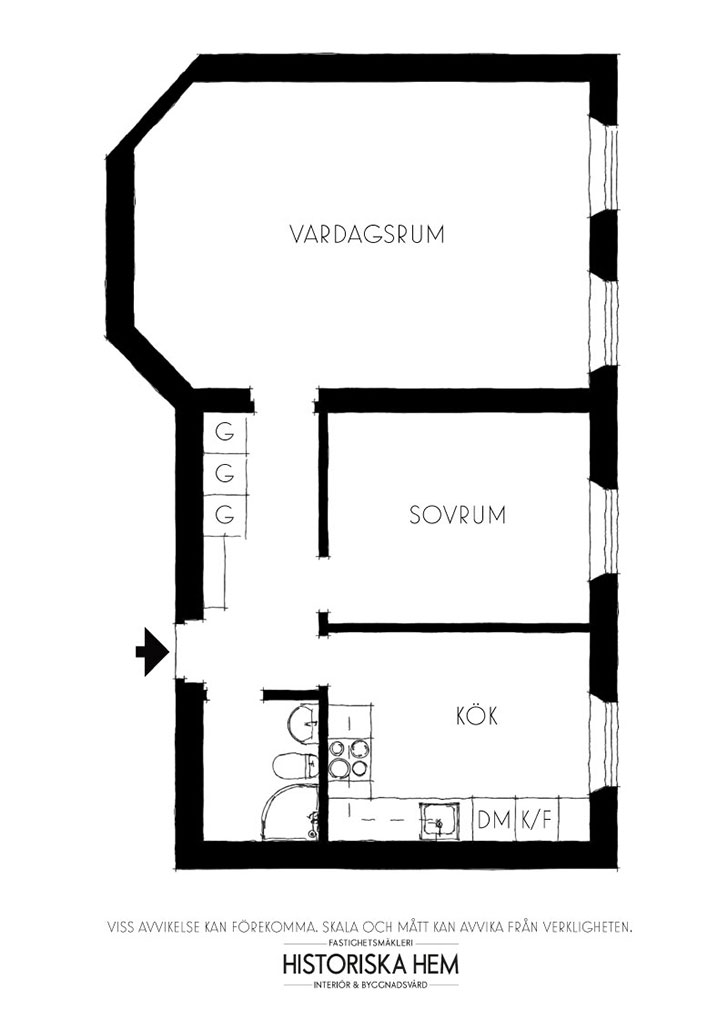 Стильная женственная квартира с нотками гламура в Швеции (60 кв. м)