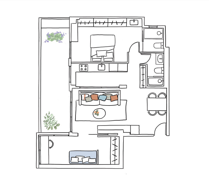 Discrimineren hoofd Verrijking Beautiful two-bedroom apartment of 60 sqm in Barcelona 〛◾ Photos ◾ Ideas ◾  Design