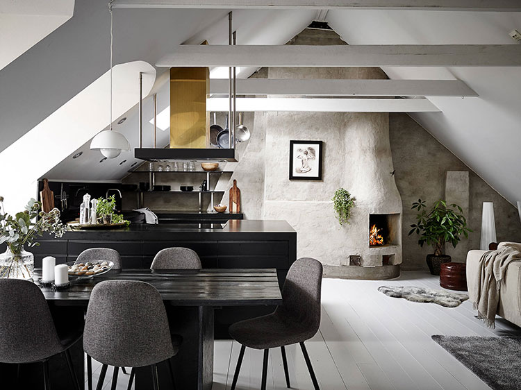 Modern Attic Apartment With Raw Walls In Gothenburg Photos Ideas Design - Attic Apartment Decorating Ideas