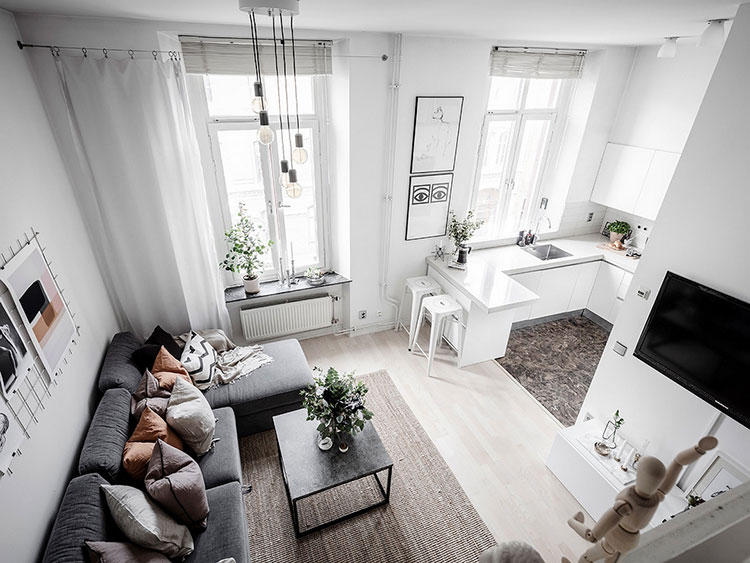 Tiny 32 Sqm Studio Apartment In White Photos Ideas