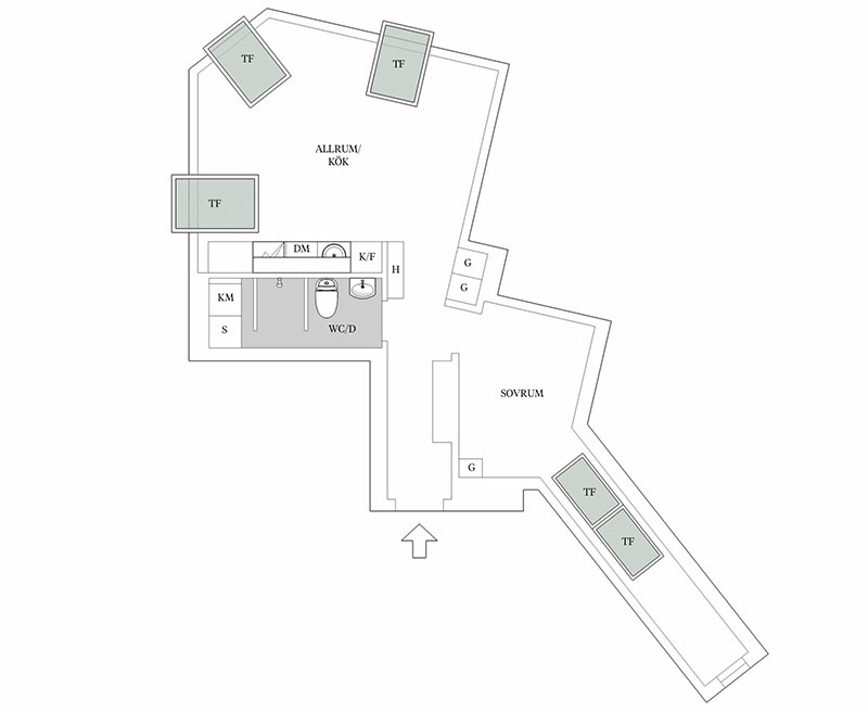 Класс! Стильный чердак: небольшая, но светлая мансардная квартира в Гетеборге (35 кв. м)