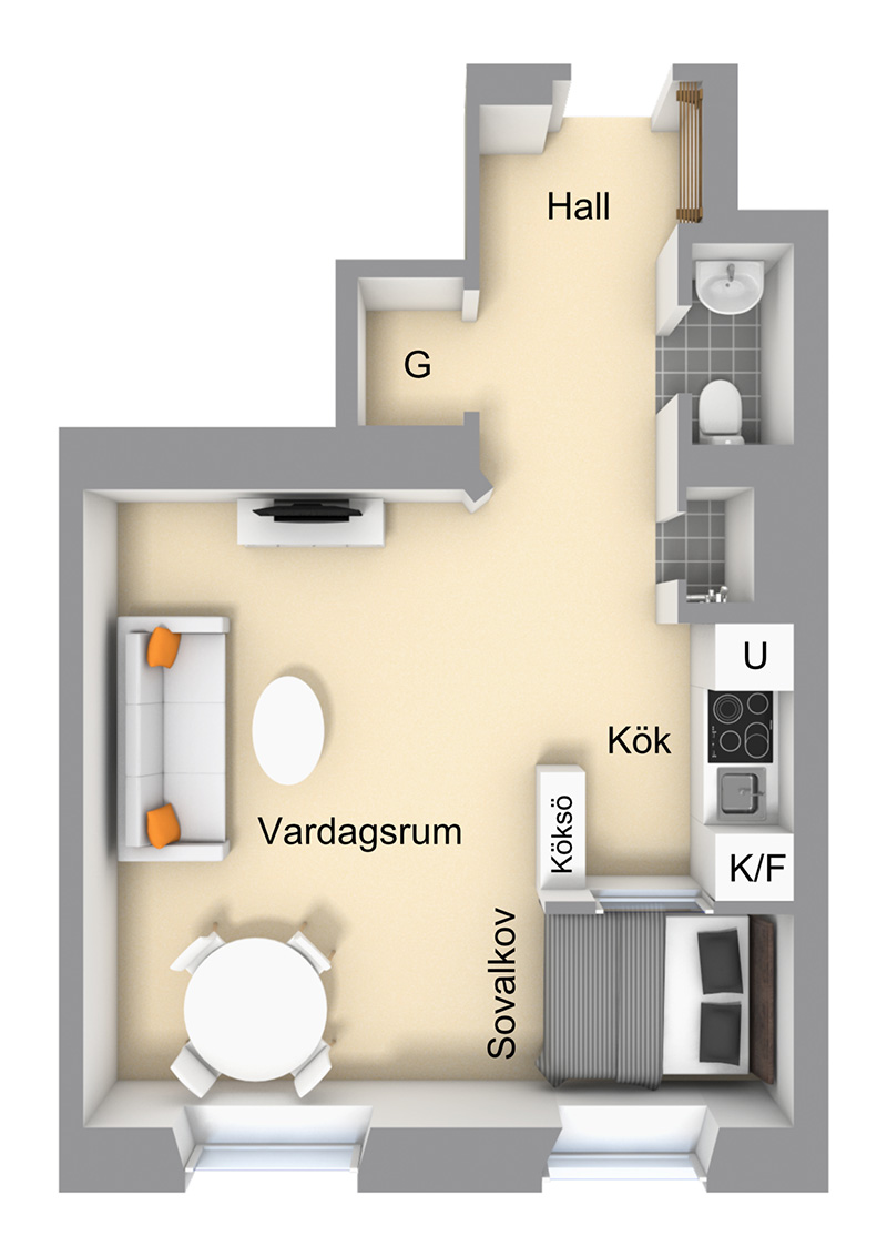 Класс! Мягкий и уютный интерьер девичьей квартиры в Стокгольме (35 кв. м)