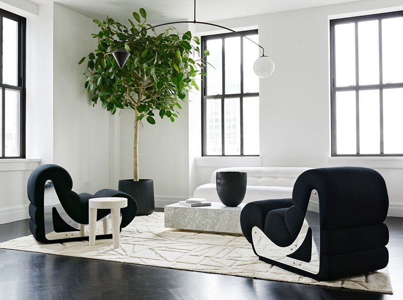 Стильные апартаменты с необычной дизайнерской мебелью в Нью-Йорке