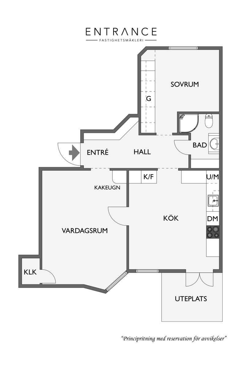 Скандинавская квартира с интересной кухней на первом этаже жилого дома в Гетеборге (72 кв. м)