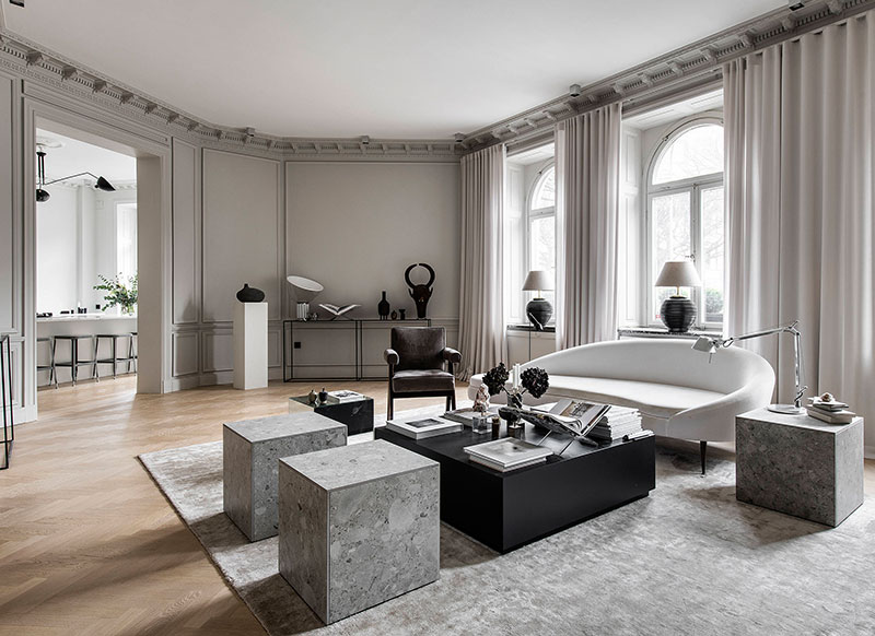 Элегантные апартаменты с артистичной мебелью и декором в Стокгольме