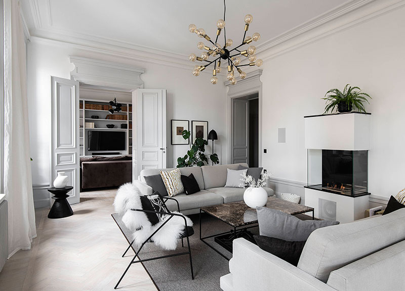 Все оттенки серого в интерьер элегантной квартиры в Стокгольме