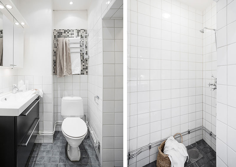 Черный пол и белые стены: очаровательная квартира с эркером в Стокгольме (60 кв. м)