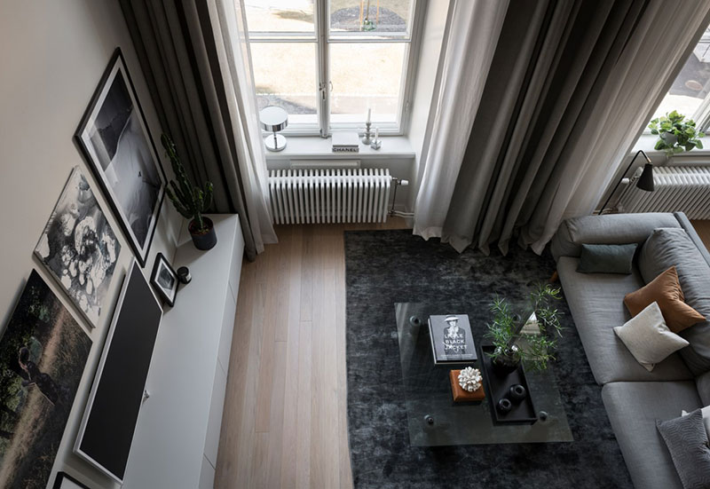Современная элегантность с высокими потолками в Стокгольме (57 кв. м)