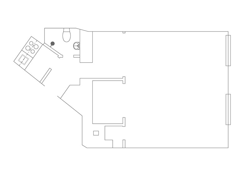 Спальня в нише и тёмные тона: чудеса дизайна небольшой квартиры в Швеции (36 кв. м)