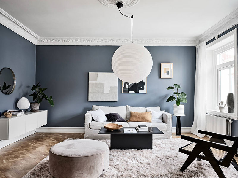 Прекрасная сине-белая квартира в Швеции (70 кв. м)