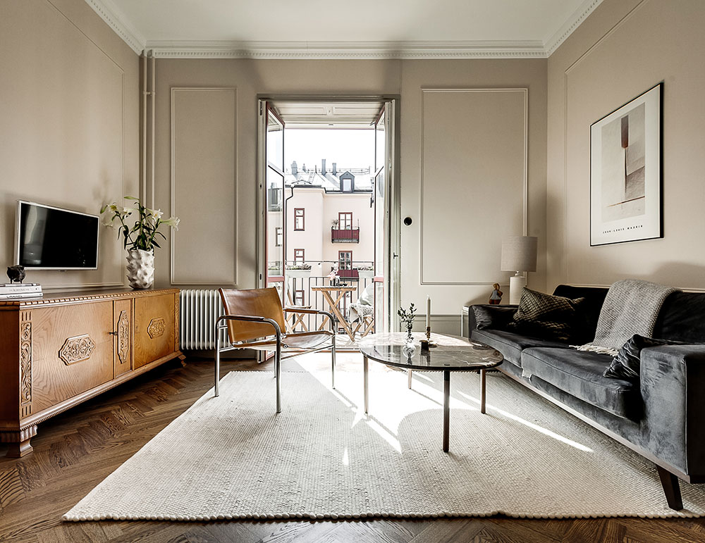 Молдинги и своя цветовая гамма для каждой комнаты: квартира в Швеции 〛 ◾ Фото ◾ Идеи ◾ Дизайн