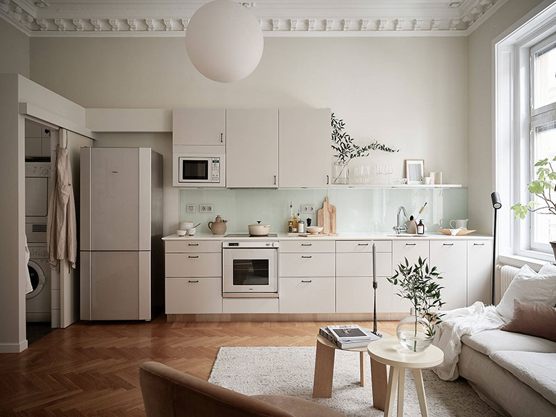 Бежевая нежность: небольшая квартира с теплым интерьером в Гётеборге (49 кв. м)