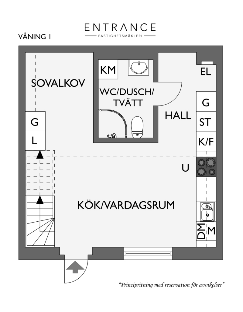 Приятная небольшая квартира с антресолью, расположенная на первом этаже (51 кв. м)
