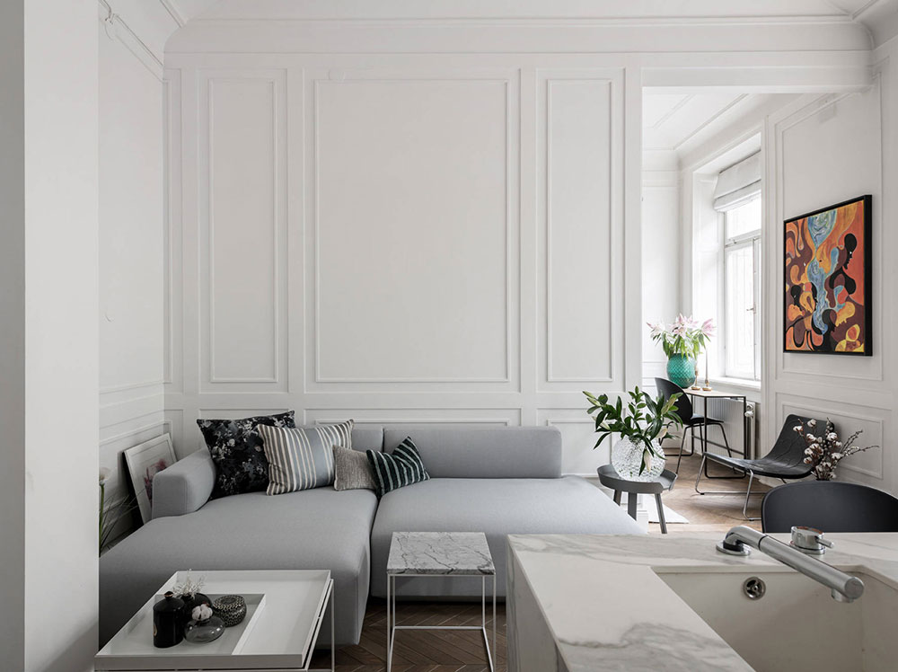 Стильный минимализм с классическими нотками в маленькой квартире в Стокгольме (46 кв. м)