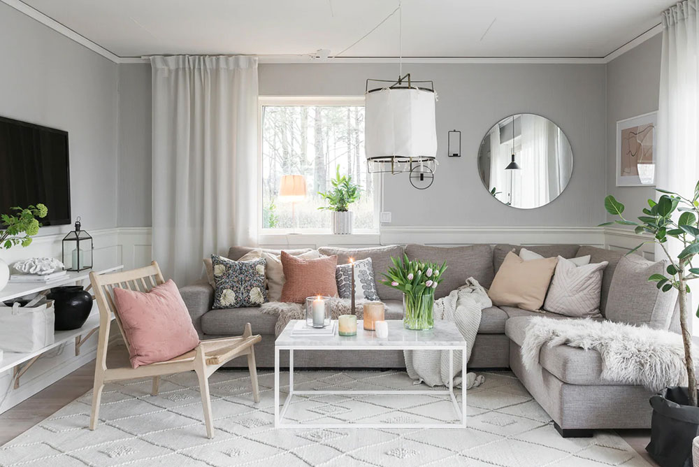 Светлый интерьер дома с пастельными акцентами в Швеции (140 кв.м)
