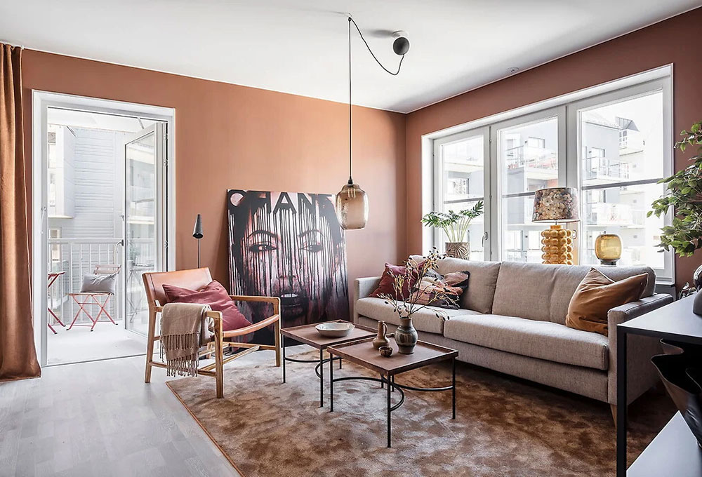 Цветное вдохновение: квартира в красивых терракотовых оттенках в Швеции