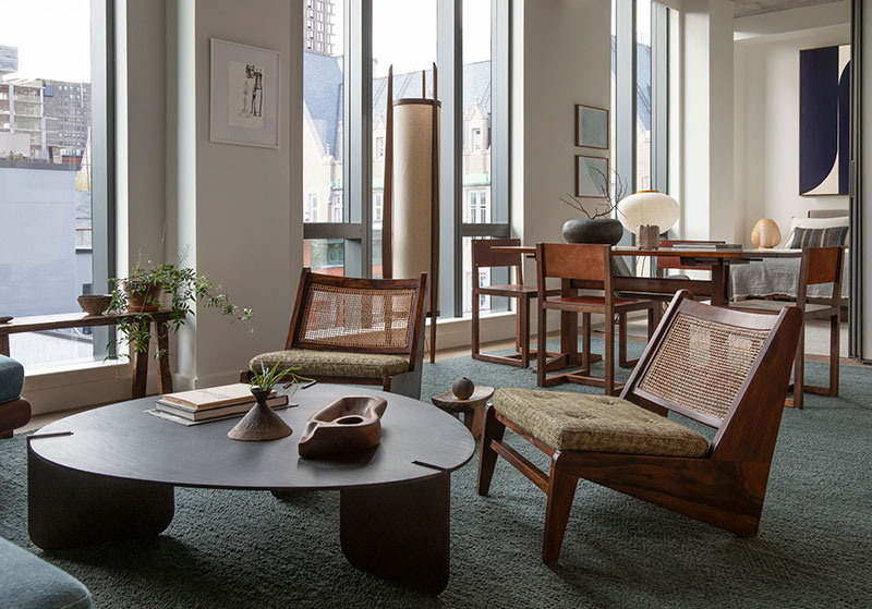 Современный интерьер холостяка с нотками японского модернизма в Нью-Йорке