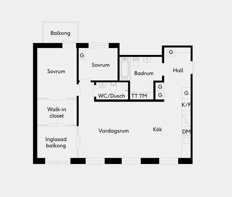 Квартира с комнатой для чтения в новом многоквартирном доме в Стокгольме