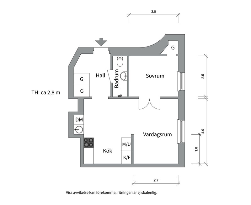 Маленькая двухкомнатная квартира в стильной серо-бежевой гамме (38 кв. м)