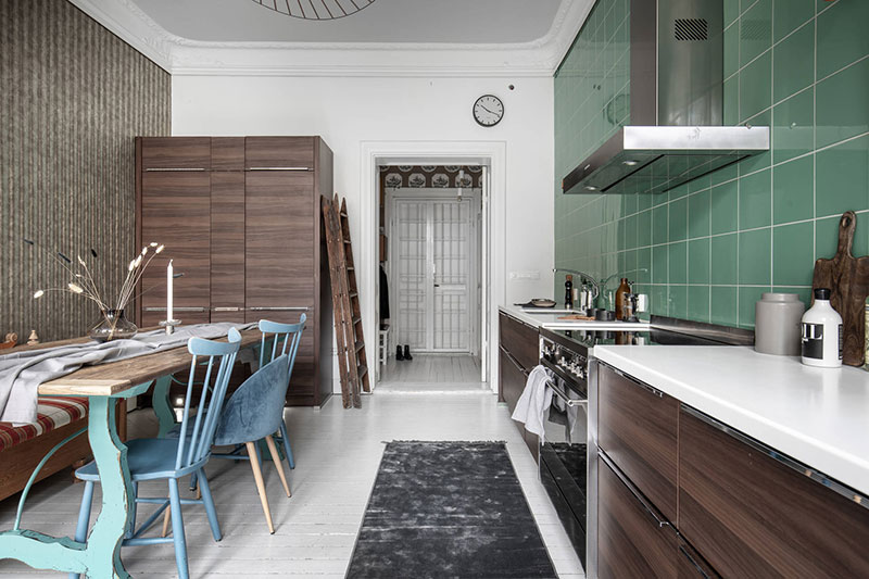 Необычная кухня в интерьере великолепной шведской квартиры
