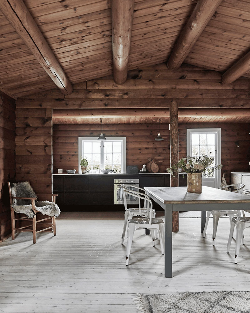 Деревянный коттедж со светлой мебелью в Дании