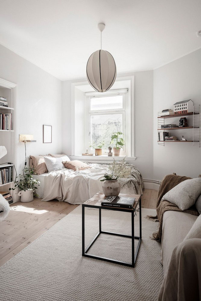 Повеяло осенью: спокойная и уютная квартира с тёплыми акцентами в Швеции (32 кв. м)