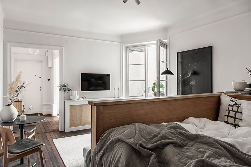 Интересное зонирование и стильный дизайн: квартира для одного в Стокгольме (33 кв. м)