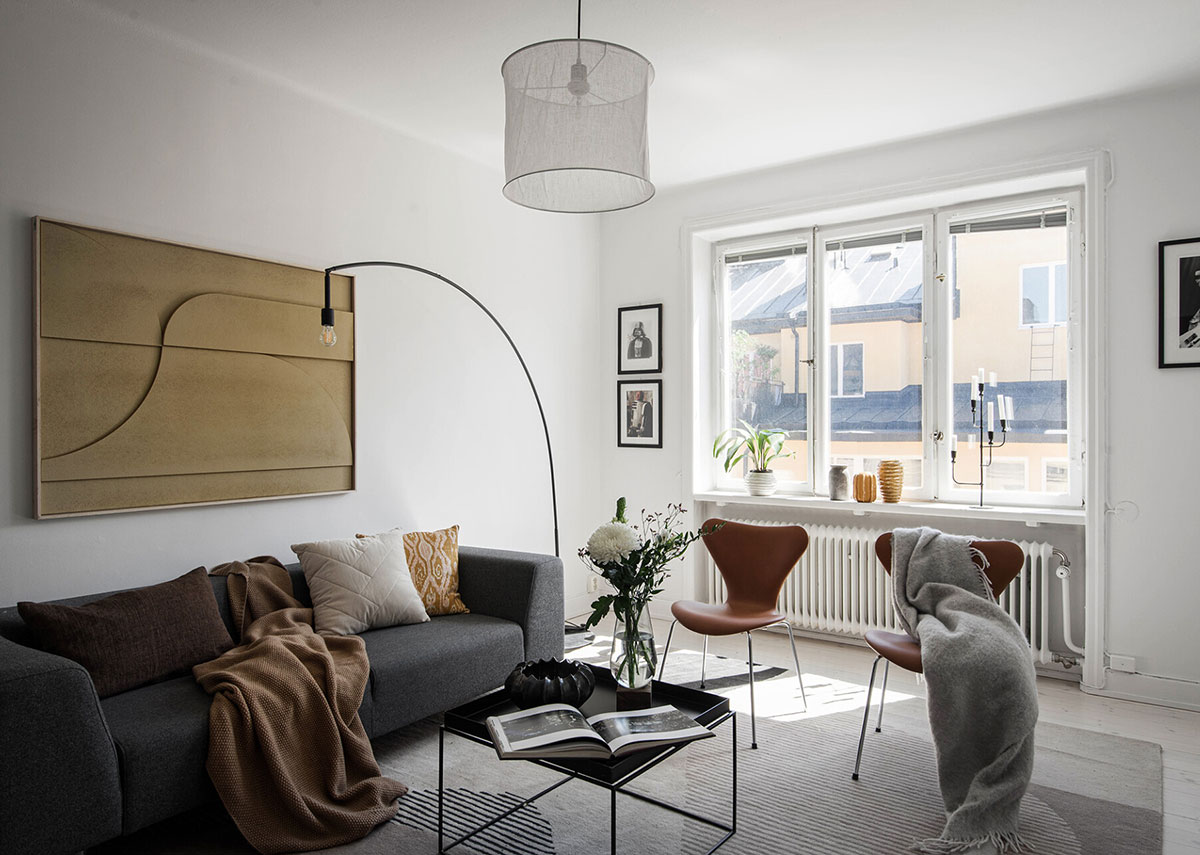 Мастер класс по декорированию белого пространства: квартира в Стокгольме (44 кв. м)