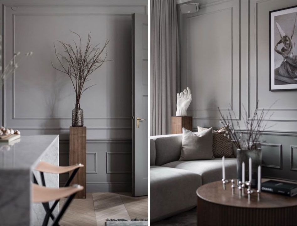Серая элегантность: монохромная современная квартира в Стокгольме