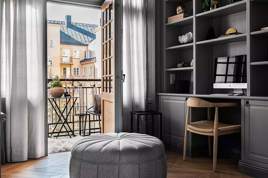 Серая элегантность: монохромная современная квартира в Стокгольме