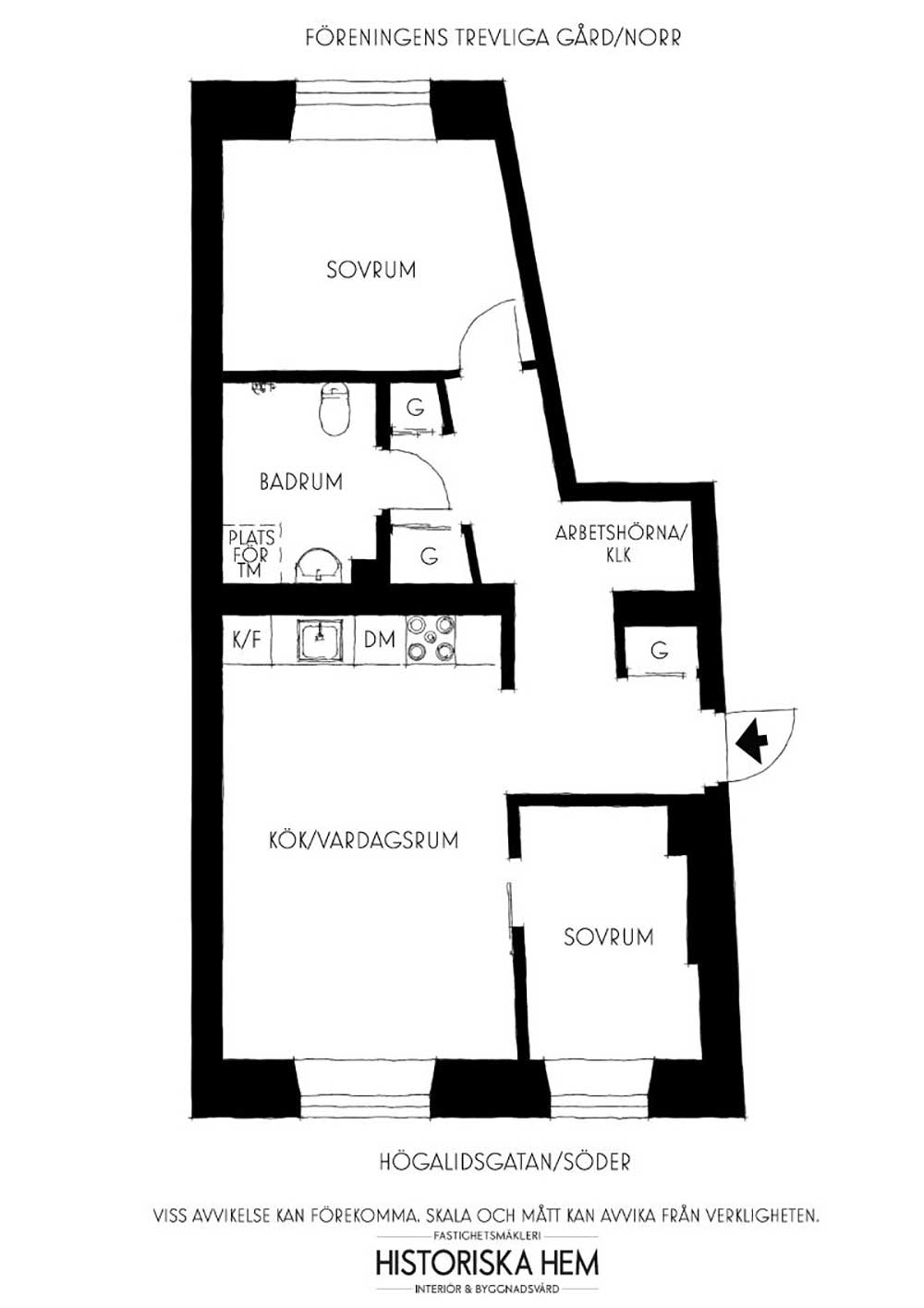 Компактная трёхкомнатная квартира на первом этаже (53 кв. м)
