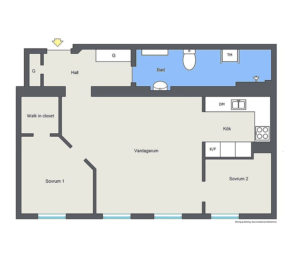 Прекрасный бежевый интерьер уютной скандинавской квартиры с открытой гостиной (69 кв. м)