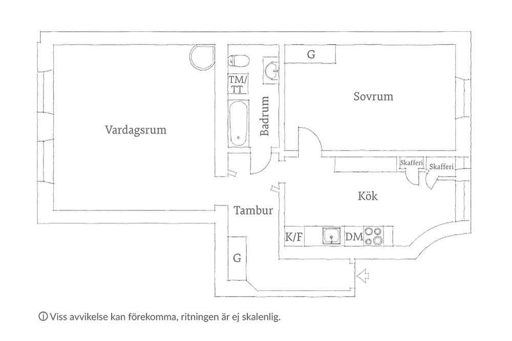 Уютная квартира в Гётеборге с бежевой гостиной и кантри кухней (72 кв. м)