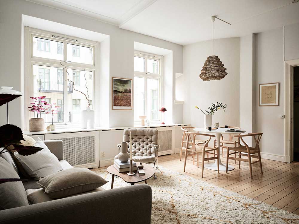 Воздушный интерьер двухкомнатной квартиры в Швеции (68 кв. м)