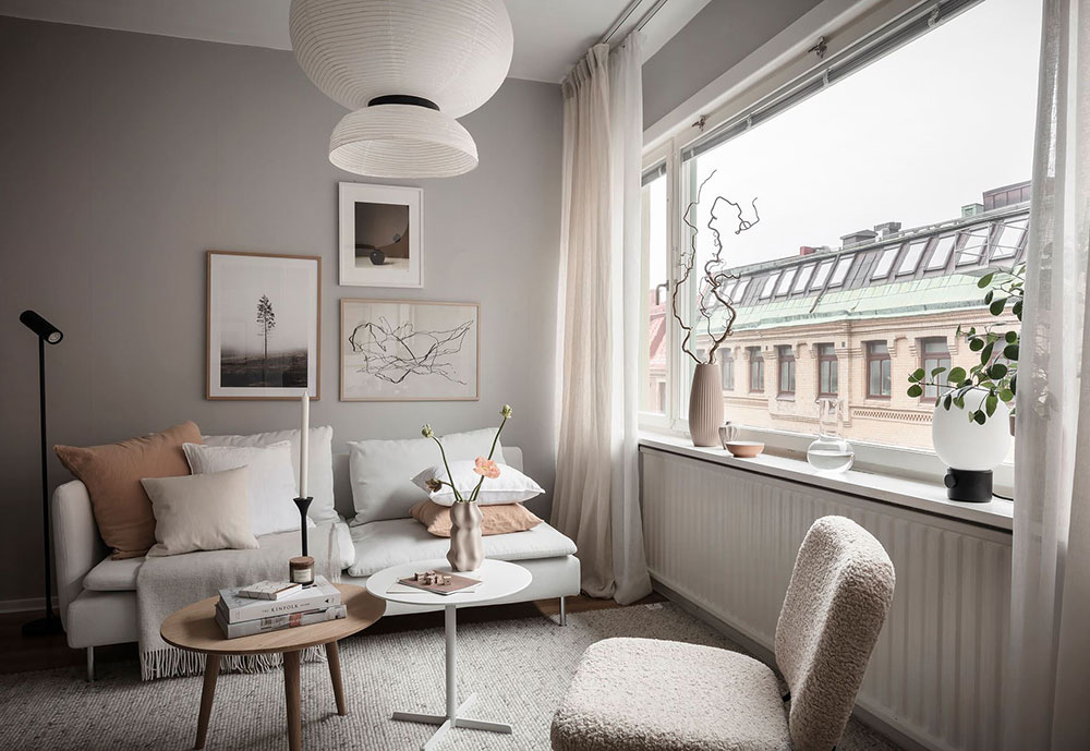 Бюджетный, но приятный интерьер небольшой квартиры студии в Швеции (36 кв. м)